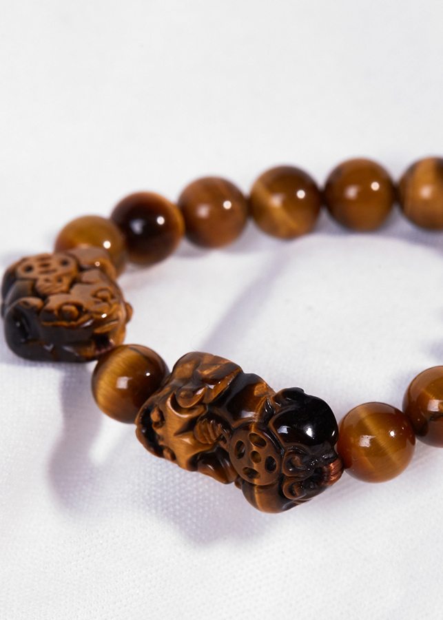 Vòng Tay Đá Thạch Anh Mắt Hổ Phối 2 Tỳ Hưu Ngọc Quý Gemstones