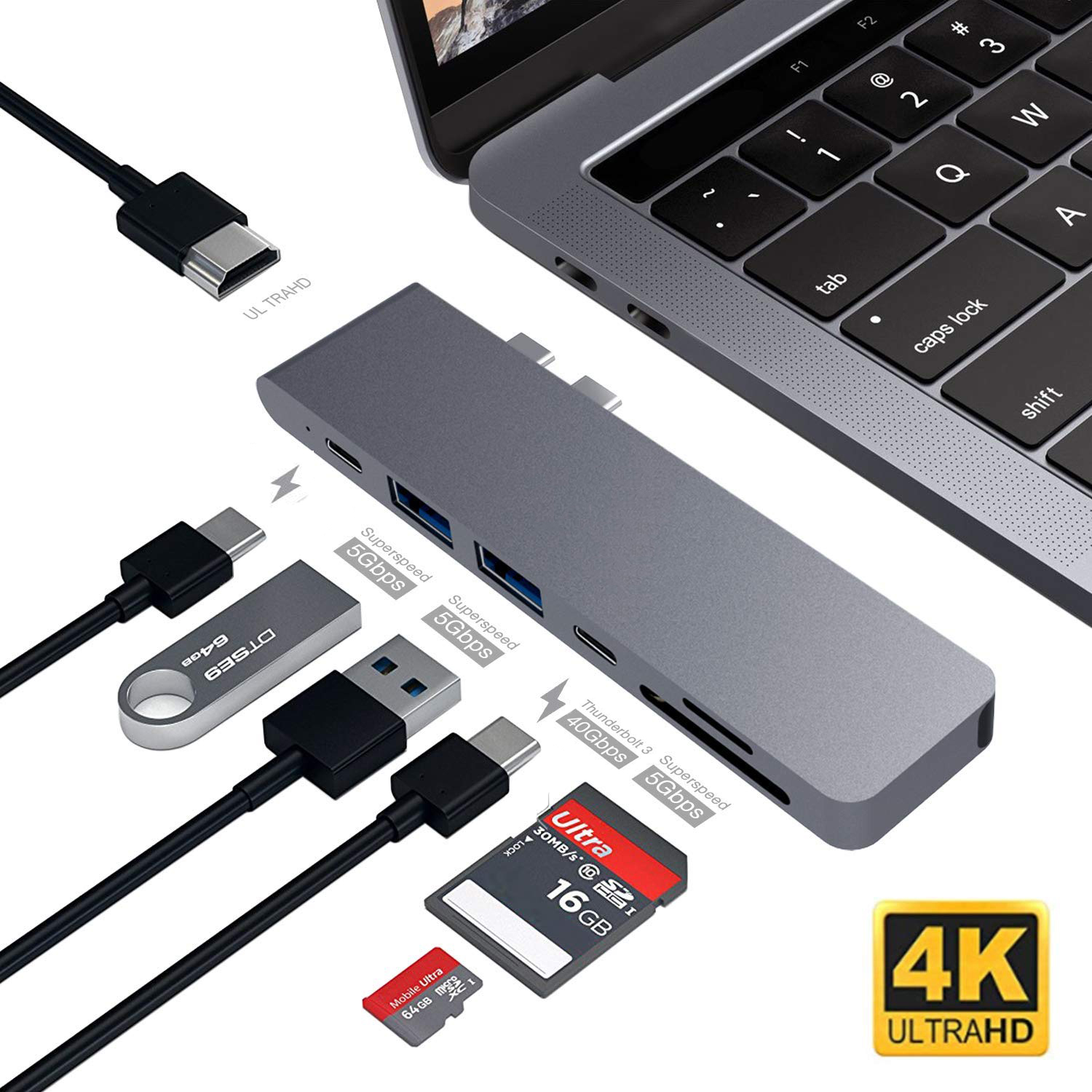 Cổng Chuyển Hub USB C, Type-C ra HDMI 4K60hz dành Cho Macbook Pro và Macbook Air có hỗ trợ M1