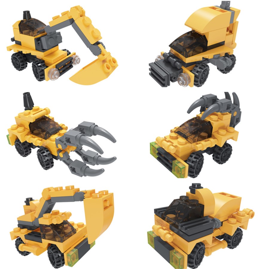 Bộ 6 Trứng Đồ Chơi Lắp Ráp Các Loại Xe Công Trường