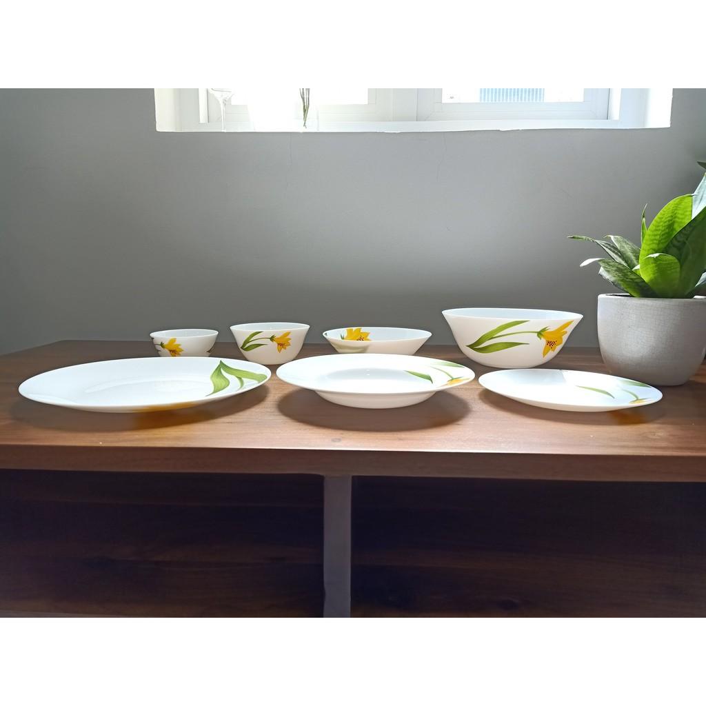 Bộ chén đĩa thủy tinh tròn Canary Arch 14 món Diva LaOpala- Hàng nhập khẩu
