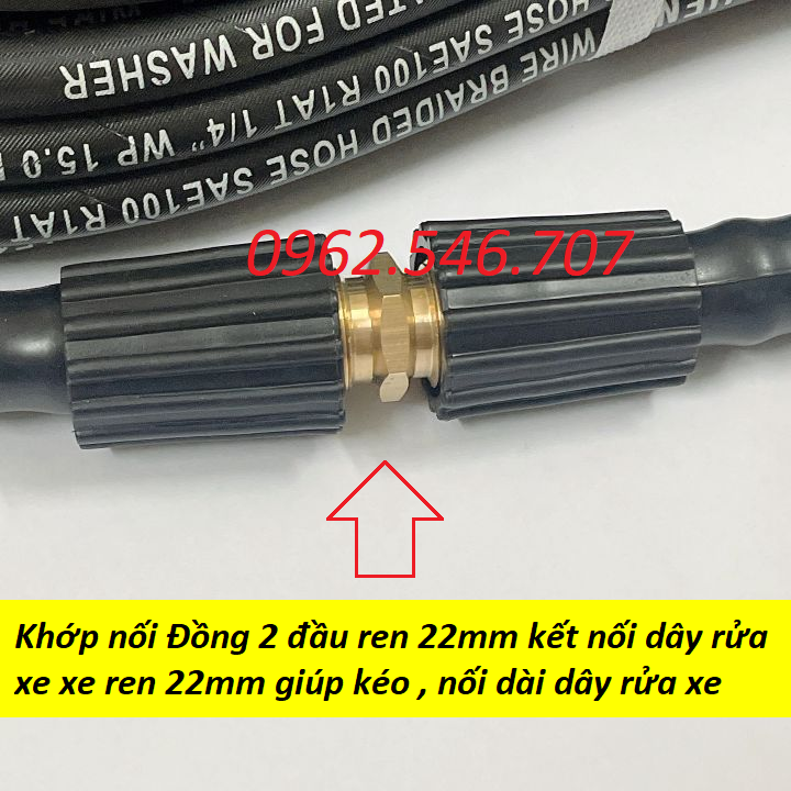 Dây rửa xe Lõi Thép 10, 15, 20m Dây rửa xe áp lực cao tặng kèm khớp đồng nối dài dây