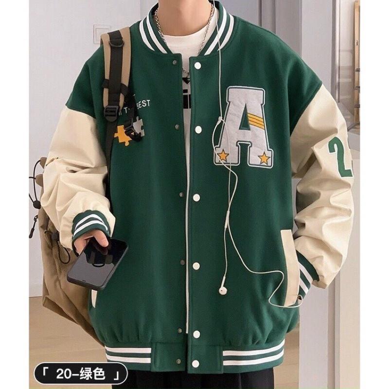 Áo khoác bomber bóng chày nỉ thêu unisex ulzzang nam nữ