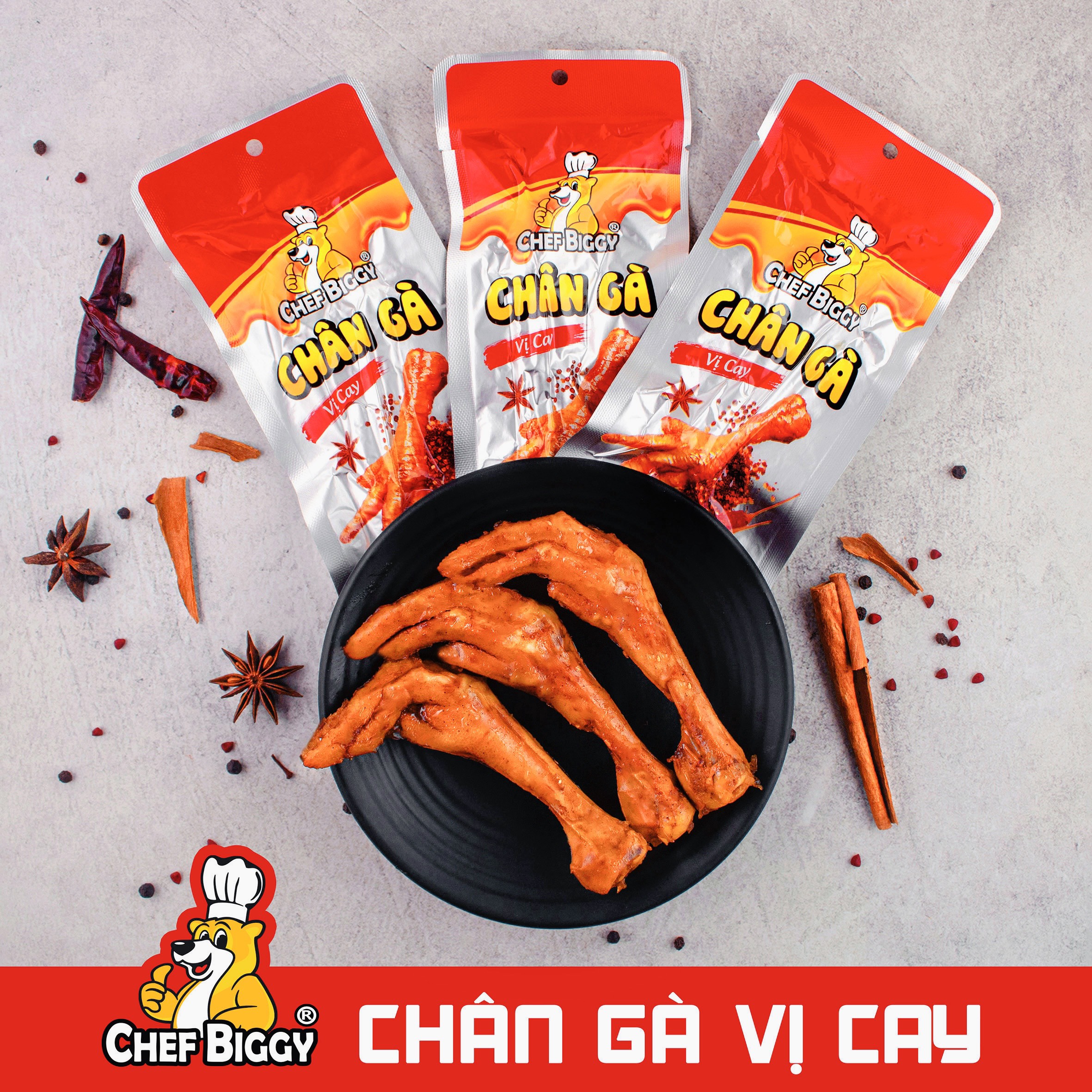 1 gói 20 chiếc Chân Gà CHEF BIGGY Vị Cay 