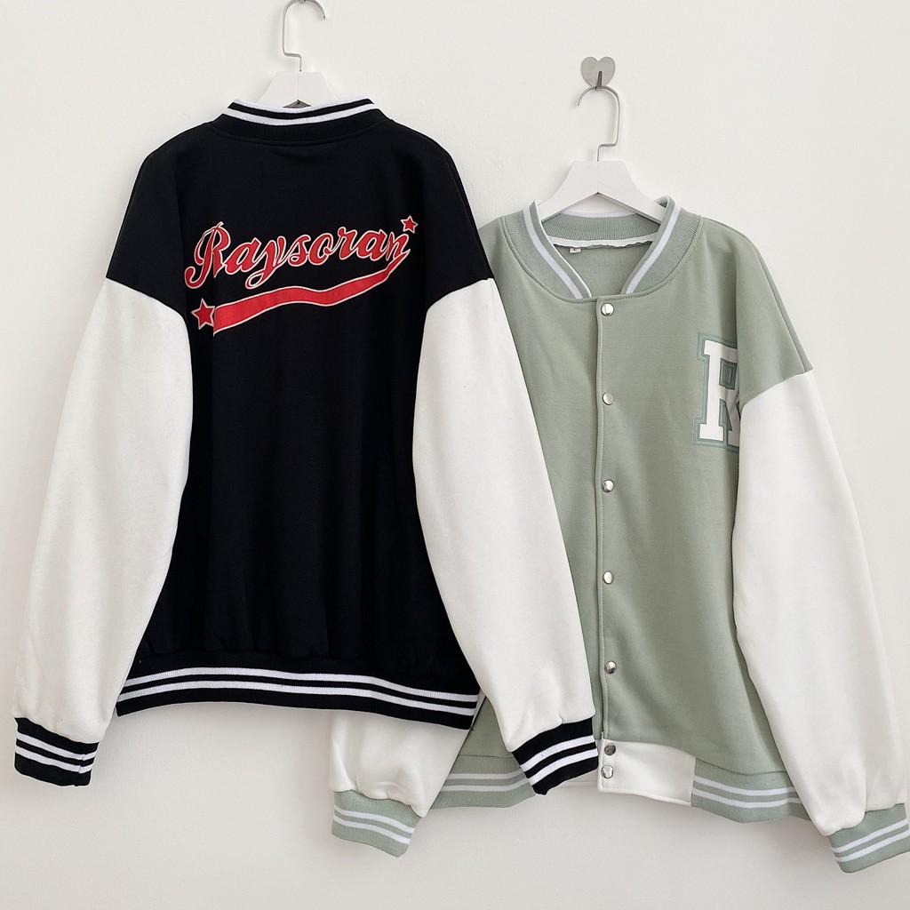 Áo Khoác Bomber R NQ30 Nỉ Bông Nam Nữ Form Rộng Nút Bấm Ullang Unisex