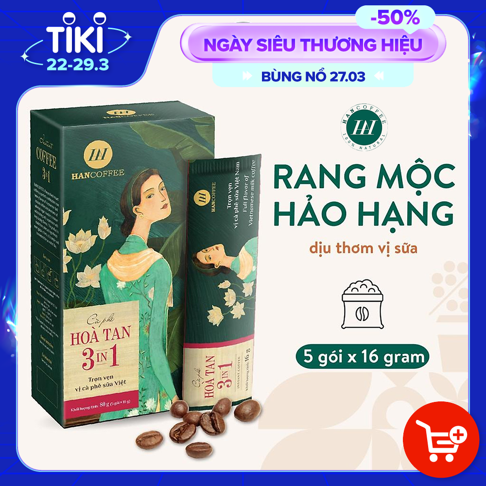 Cà Phê Hòa Tan 3IN1 Sấy Lạnh HANCOFFEE Đậm Hương Cà Phê, Thơm Nhẹ Mùi Sữa Hộp 5 Gói - HN3IN1S