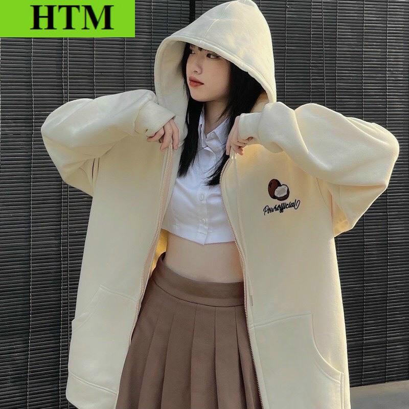 Áo Khoác Hoodie Nam Nữ Họa Tiết Trái Dừa Chất Liệu Nỉ Bông Form Rộng Có Nón Chống Nắng Khóa Kéo Cao Cấp Hot Trend Bao Ngầu HTM FASHION