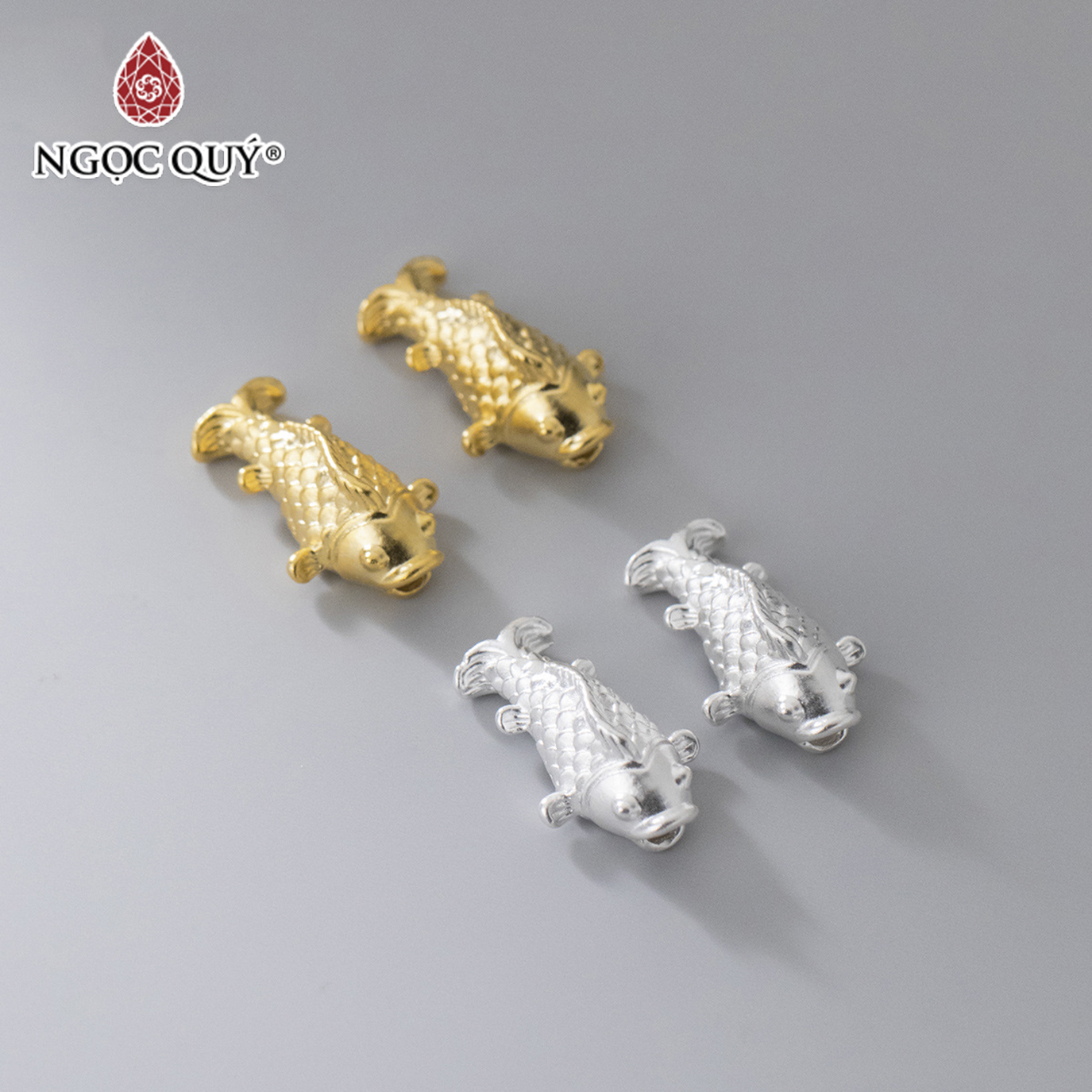 Charm bạc hình cá chép xỏ ngang - Ngọc Quý Gemstones