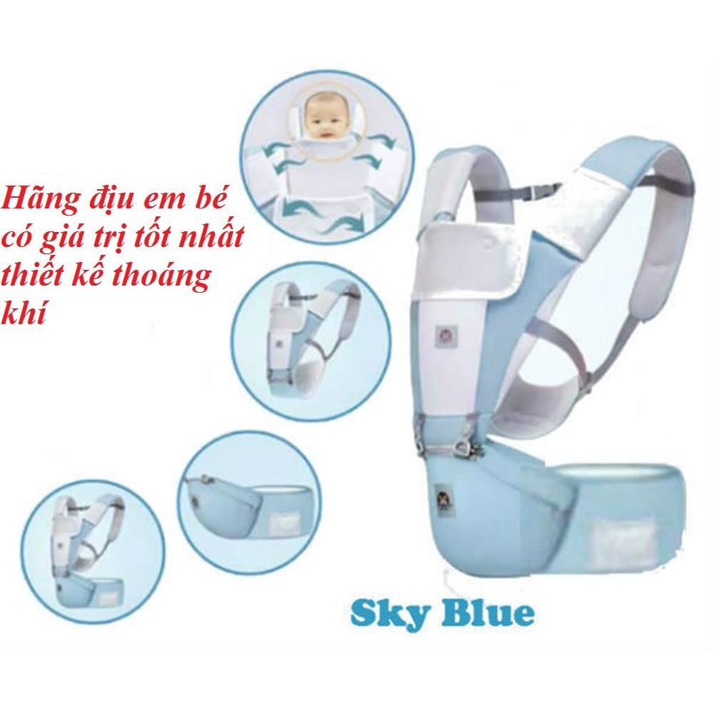 Địu trẻ em thoáng khí 12 tư thế có bệ ngồi chống gù lưng cho bé yêu loại xịn, đai điệu trẻ em có thể tháo tách rời