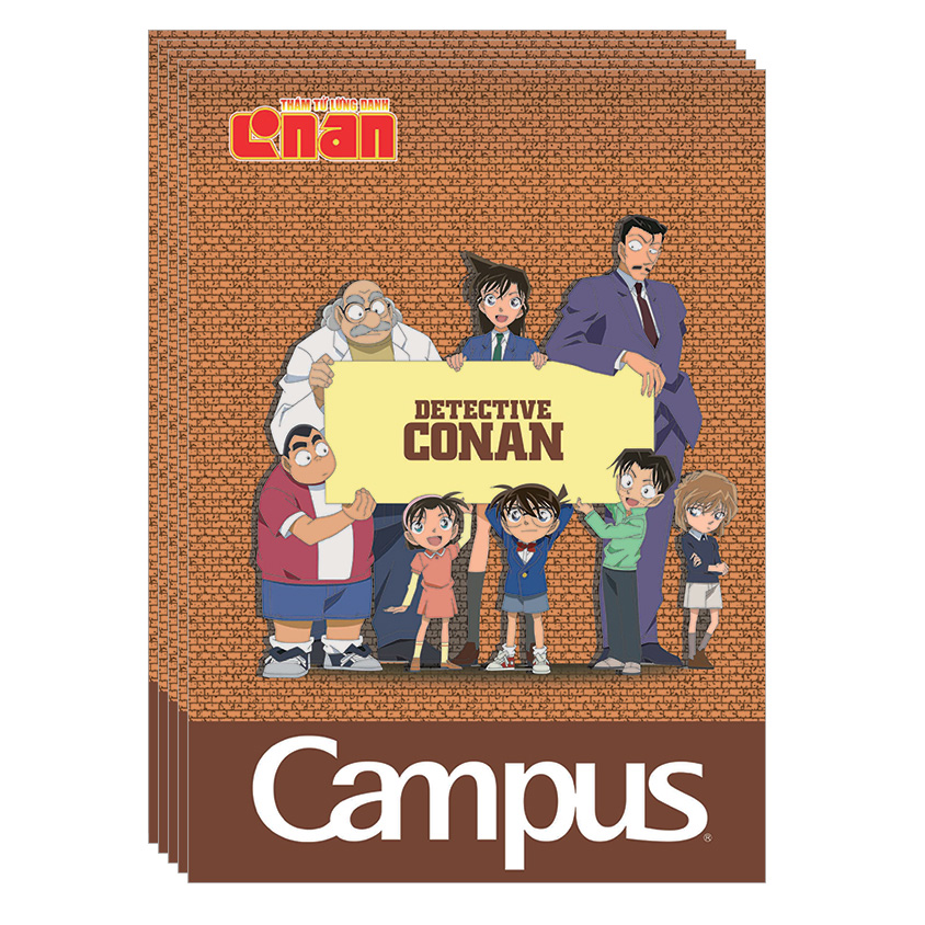 Lốc 5 Cuốn Vở A4 Kẻ Ngang Có Chấm Campus Conan Group NB-A4CN200- ĐL 70 (200 Trang) - Mẫu Ngẫu Nhiên