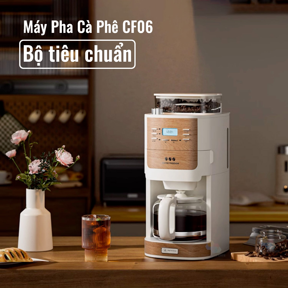 Máy Pha Cà Phê CF06 Tự Động Vừa Xay, Vừa Pha 2 Trong 1, Từ 2-12 Cốc/Lần, Hẹn Giờ Pha Thông Minh, Cối Xay Cafe Lưỡi Nón Độ Đồng Nhất Cao, Hàng Chính Hãng