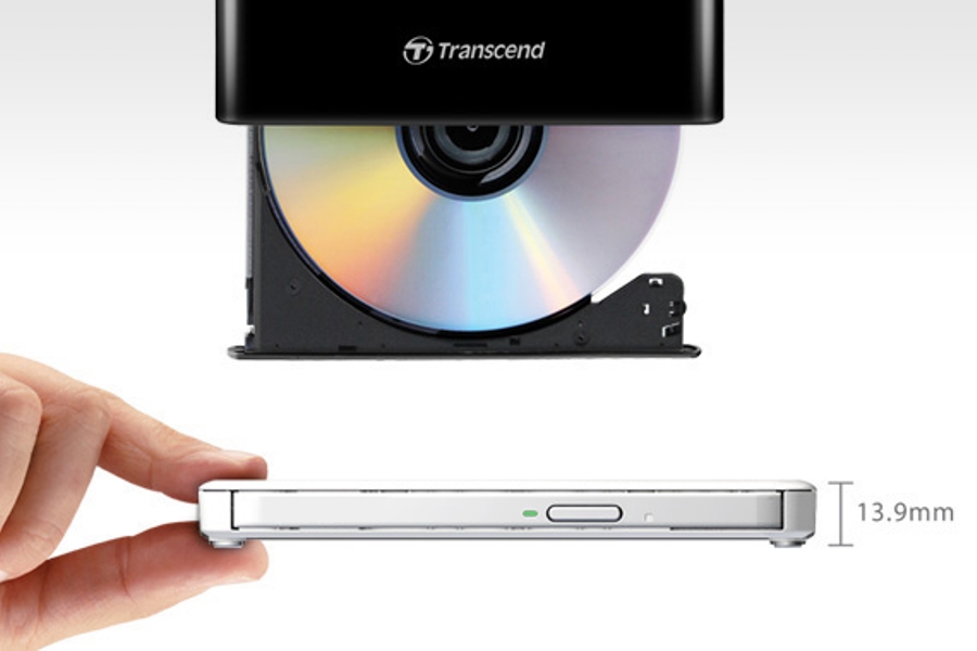 Thiết bị đọc/ghi đĩa DVD cắm ngoài Extra Slim Optical Storage Transcend’s ultra-slim portable CD/DVD writer - Hàng chính hãng