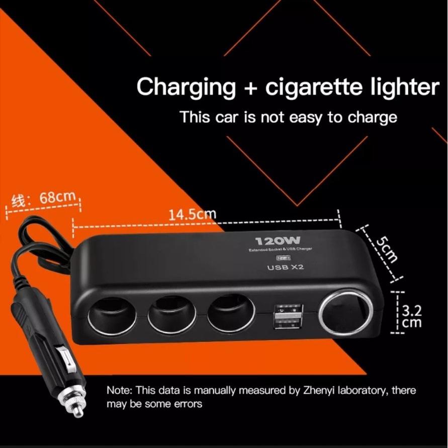Thiết bị bộ chia cốc tẩu sạc xe hơi ô tô 4 cổng USB kép hỗ trợ sạc nhanh điện thoại đa năng 120w 12v-24v chống cháy