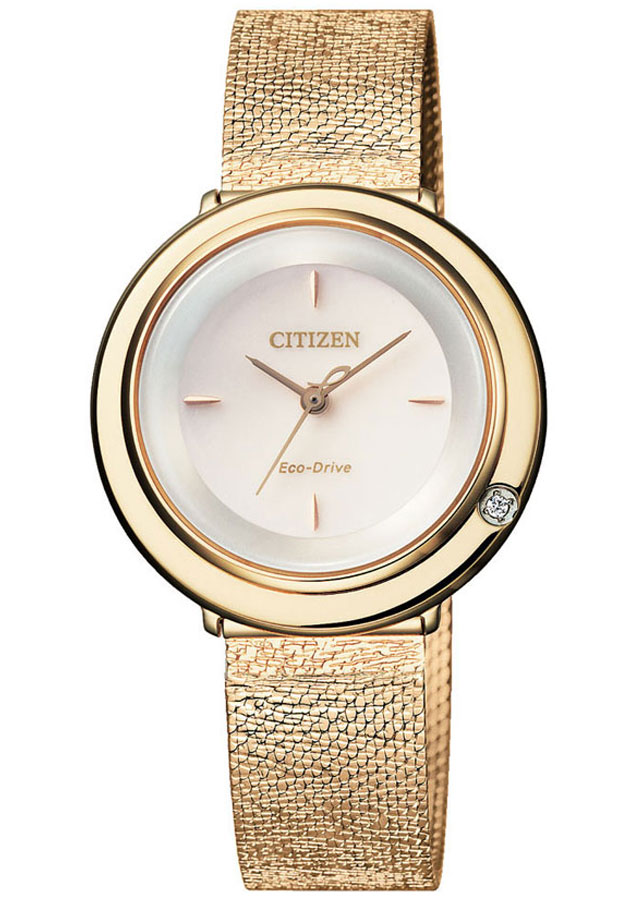 Đồng Hồ Nữ Citizen Đính Kim Cương Dây Thép Không Gỉ EM0643-84X - Mặt