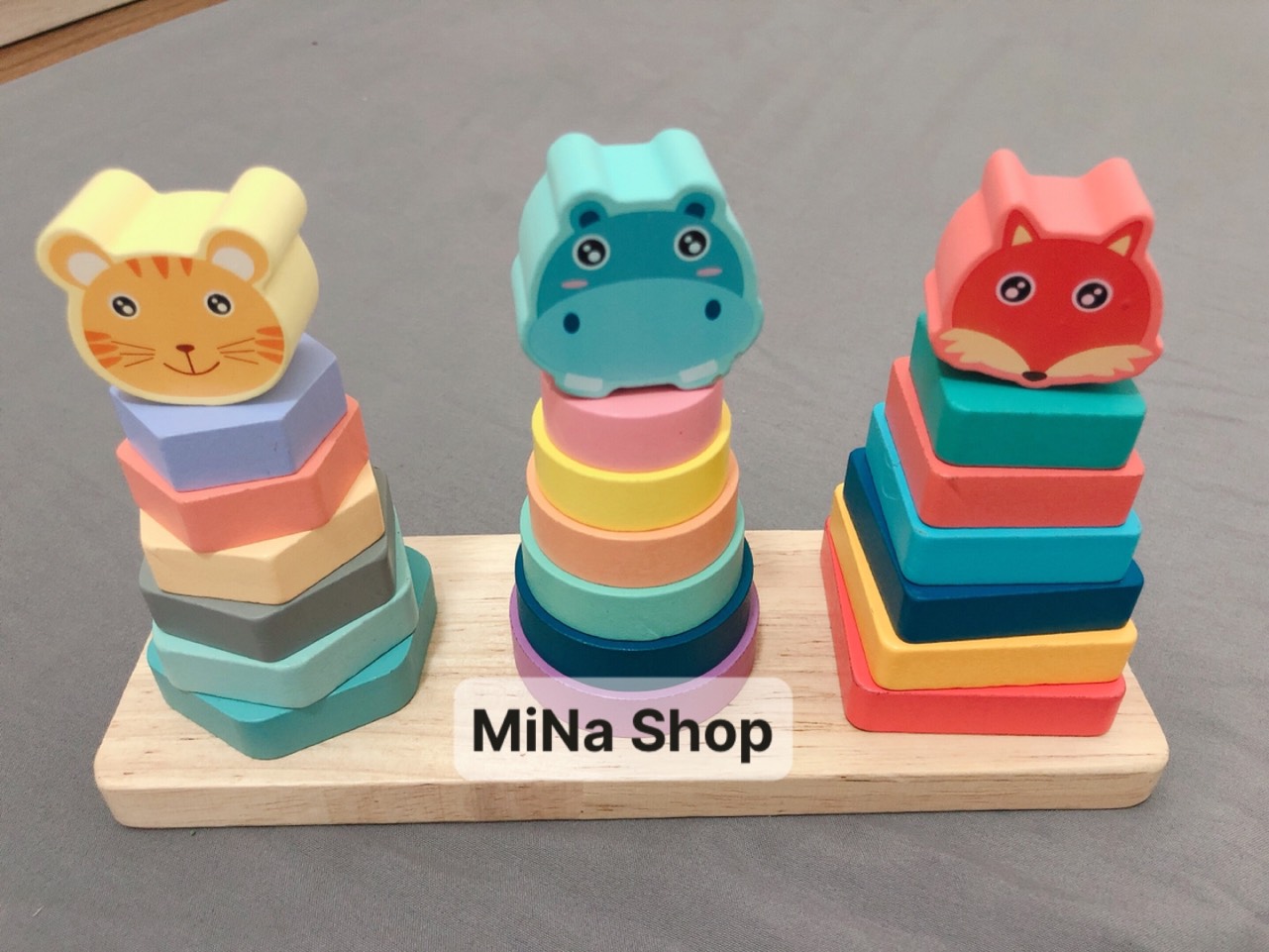 Đồ chơi gỗ - Đồ chơi thả cọc - tháp 3 cọc MONTESSORI - MẪU MỚI