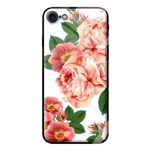 Ốp kính cường lực cho iPhone 7 mẫu HOA HỒNG XANH 4 - Hàng chính hãng