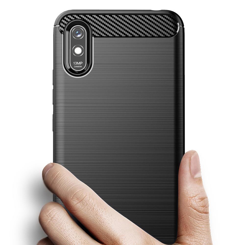 Ốp lưng cho Xiaomi Redmi 9A dẻo Cacbon phay xước chống sốc chống vân tay