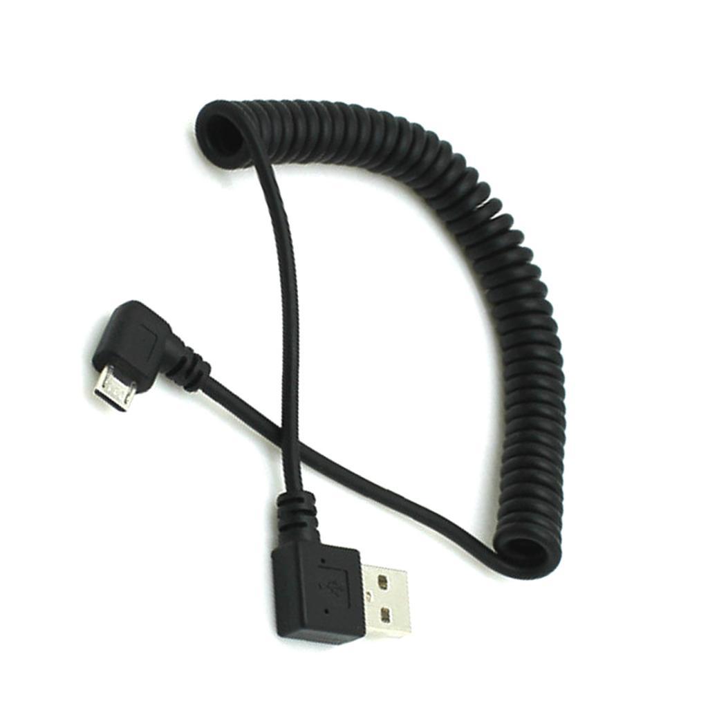 90 Degree Angle USB 2.0 Male to 90 Degree Right Angle Micro USB 5 Pin Male Charge and Sync Coiled Spiral Cable
