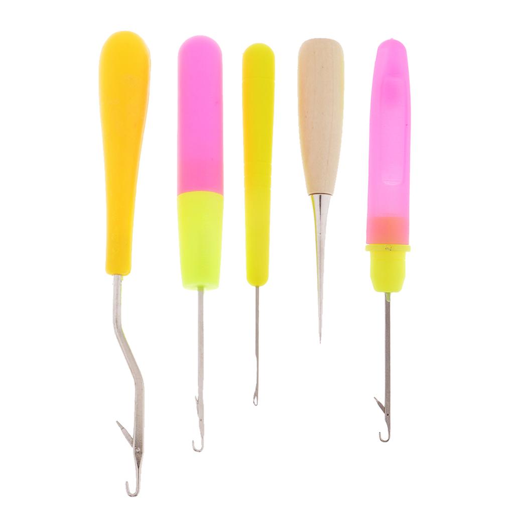 5pcs Crochet Latch Hook Lock Needles Awl Set Dreadlock Tools Carpet Making