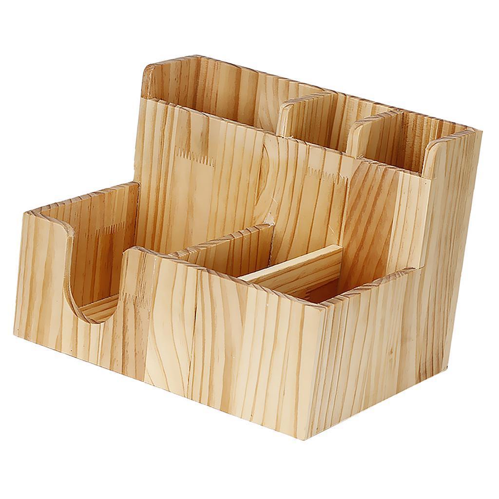 Wooden Cup lid dispenser Coffee Condiment and Accessories Caddy Organizer