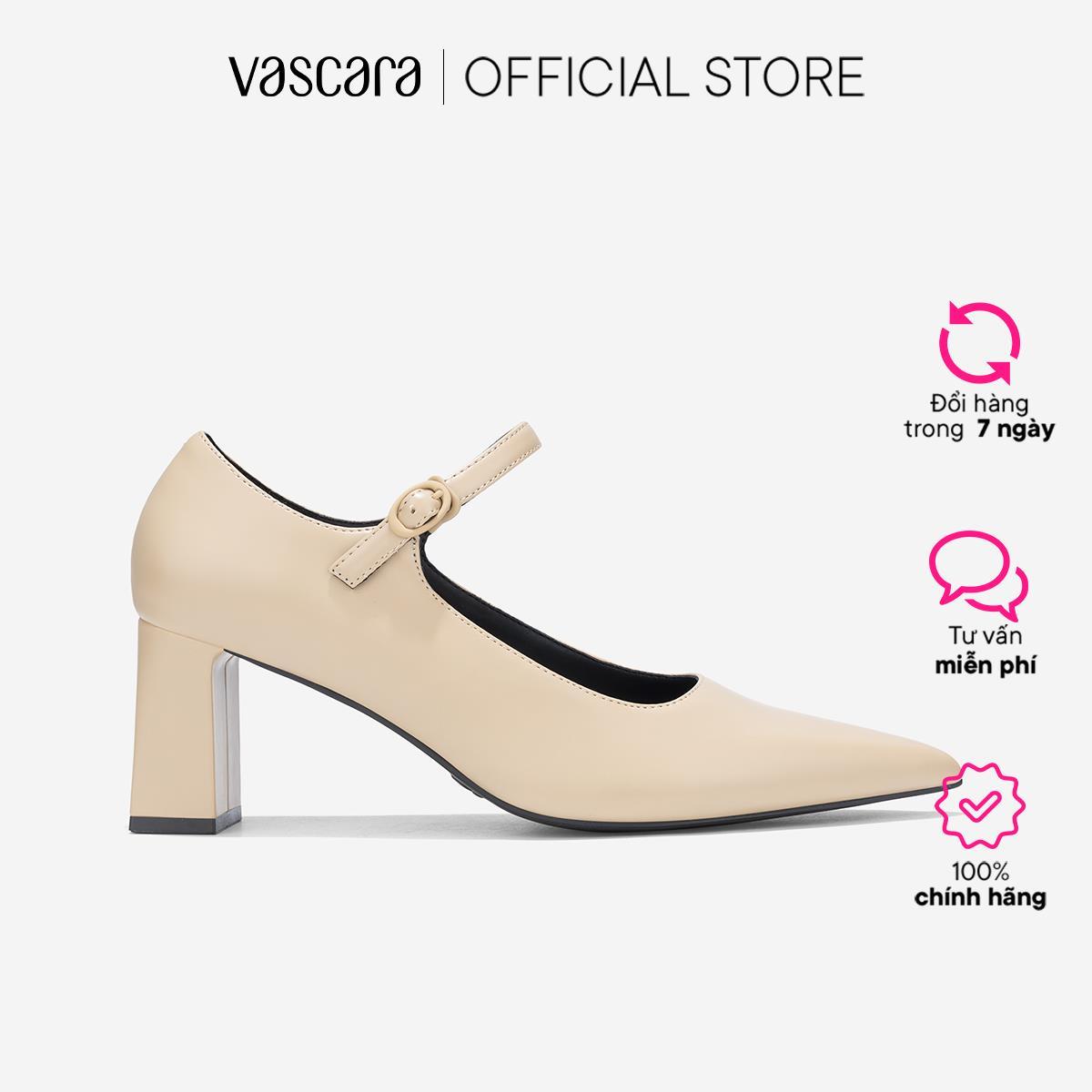 Vascara Giày Bít Mũi Nhọn Phối Quai Mary Janes - BMN 0677