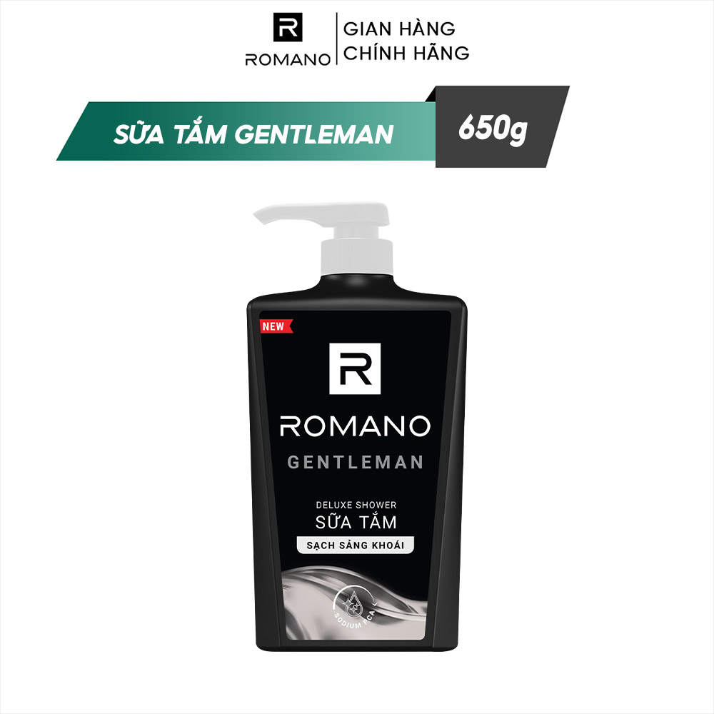 Combo Dầu gội và Sữa tắm Romano Gentleman lịch lãm nam tính 650g/chai