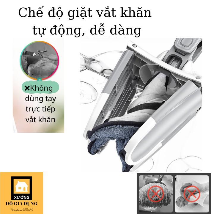 Cây lau sàn nhà chữ X thông minh [HÀNG LOẠI 1] đầu xoay 360* tiện ích có bông lau sợi microfiber mềm mịn thấm hút, vắt khô dễ dàng