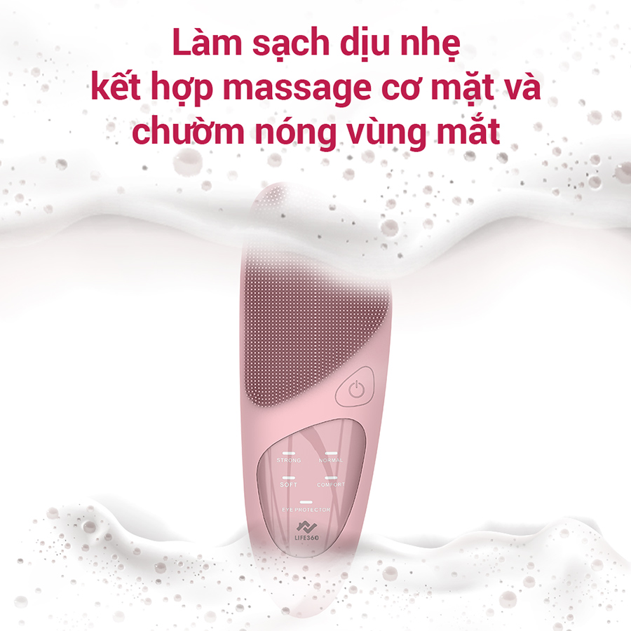 Máy Rửa Mặt Silicone Siêu Mềm Life360 LE-MRM22 với 5 Chế Độ Rửa Mặt Sạch Sâu, Massage và Chườm nóng vùng mắt