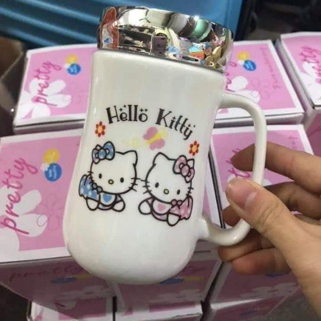 Cốc sứ giữ nhiệt có nắp đậy gương soi
