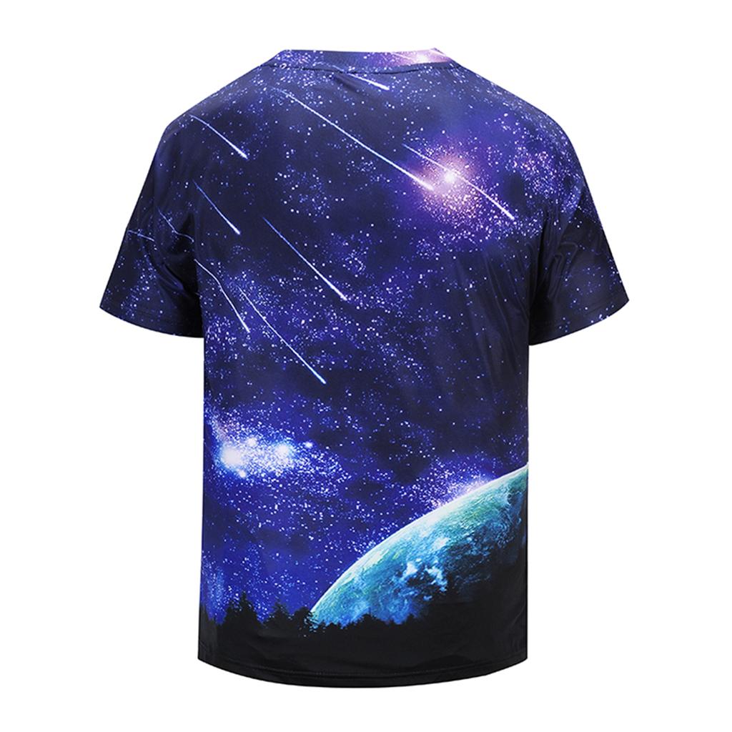Men's Fashion Style Print Shirts Tops Tee Short Sleeve Casual Tee Shirt Starry Purple