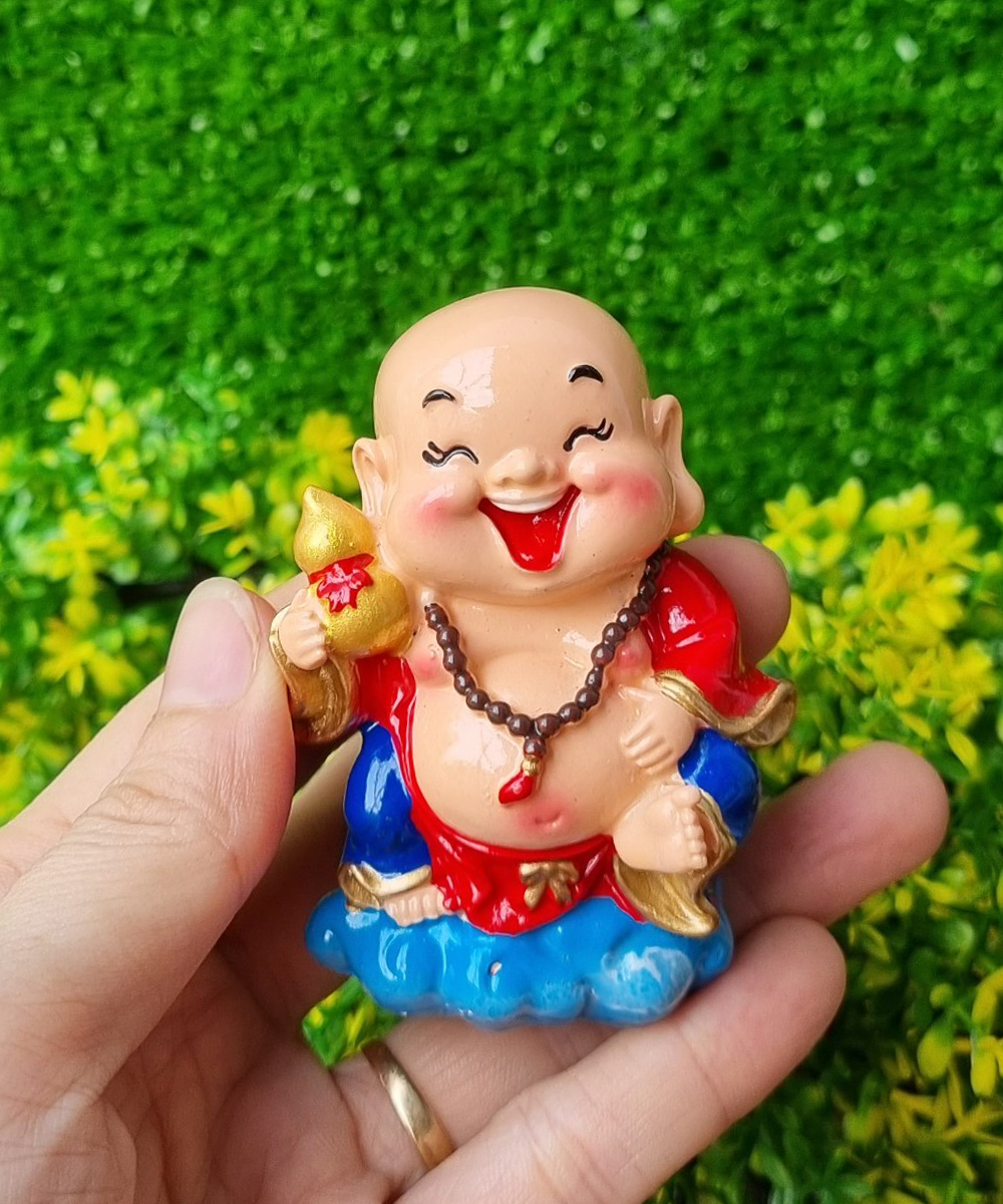 Bộ 05 tượng Di Lặc 7cm kèm chân đế Tài Lộc Phát - Ngũ Phúc Lâm Môn