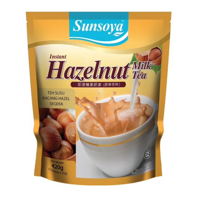 Trà sữa gói Malaysia SunSoya/ Trà sữa hòa tan 3 trong 1/ Trà sữa nhập khẩu/ Trà sữa tự pha - Vị hạt Phỉ/ Hazelnut Milk tea