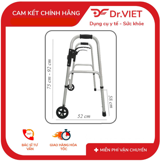 Khung tập đi W-8 (Chính hãng)-Hợp kim nhôm siêu bền, dễ gấp gọn và sử dụng, phù hợp cho người di chuyển khó khăn