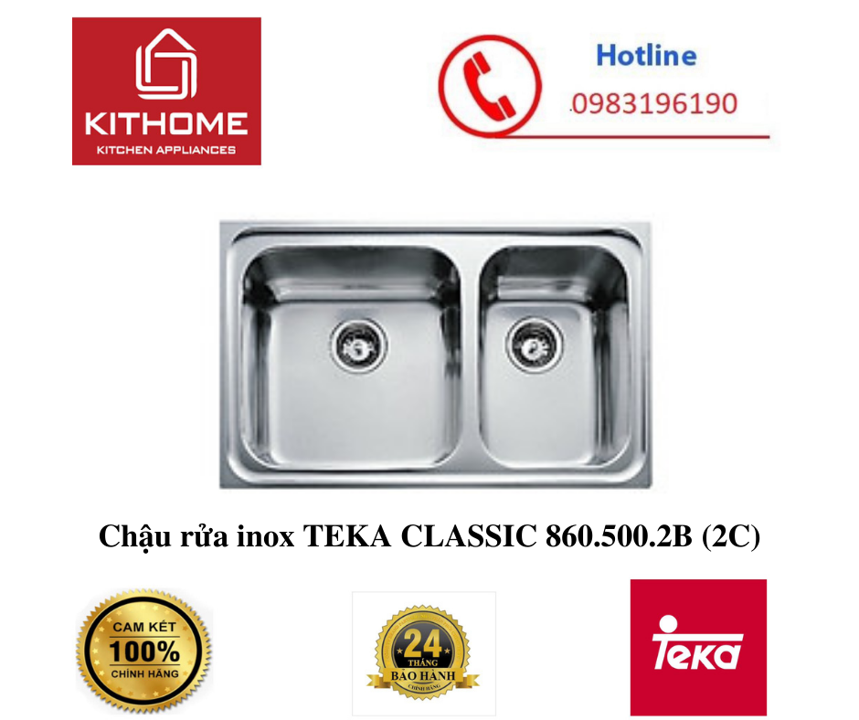 Chậu rửa inox TEKA CLASSIC 860.500.2B (2C)