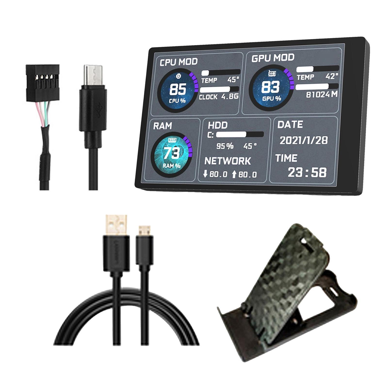 Mini IPS LCD Monitor Display Temperature Monitor Secondary Screen for Laptop