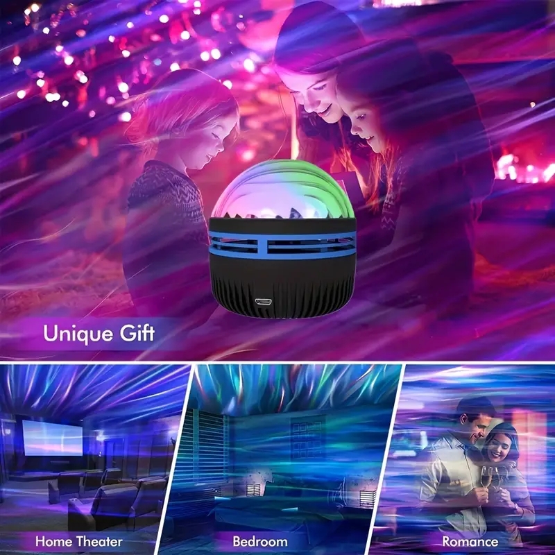 Đèn Led Galaxy Cực Quan, Decor Phòng Ngủ, Điều Khiển Từ Xa đèn Chiếu Sao, Đèn Galaxy Cực Quang Chiếu Sóng Nước theo nhạc