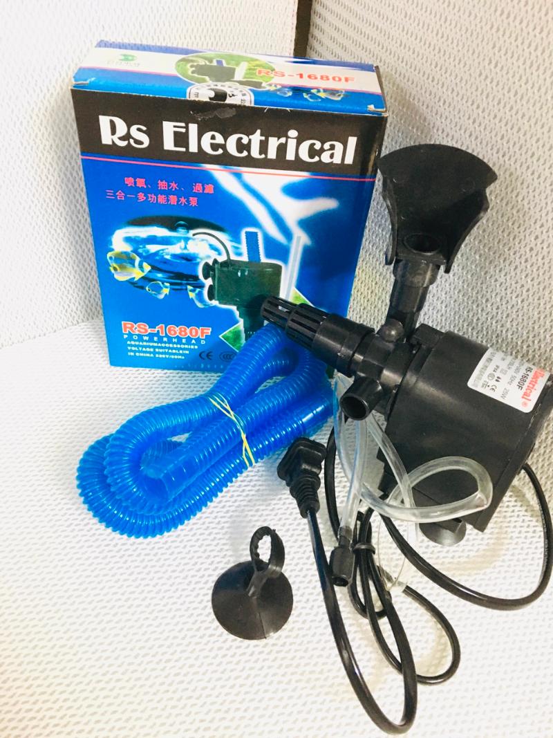 Combo Máy Bơm Nước Bể Cá, Hồ Cá 3 Trong 1 RS 1680F + 1 hộp lọc nhỏ + 1 bông lọc nước hồ cá