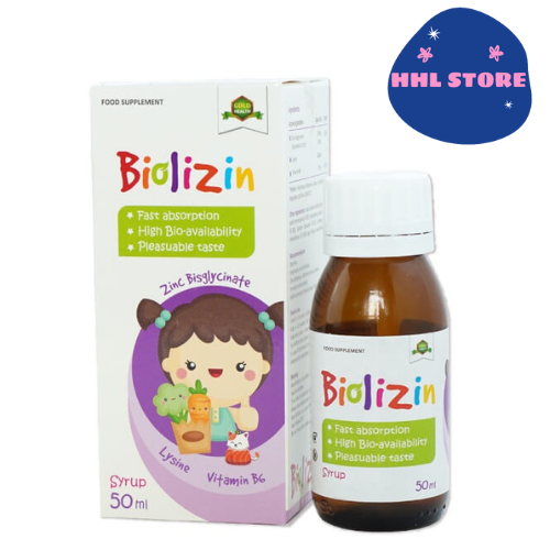 Combo 2 Hộp Biolizin Kẽm Zinc Lysine Cho Bé Biếng Ăn,Bổ Sung Vitamin B6 Siro Ăn Ngon,Tăng Cường Đề Kháng