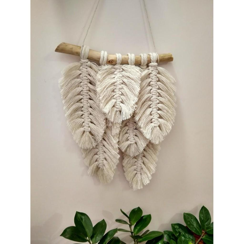 Mành macrame 3 lá siêu xinh xắn treo tường trang trí (W09)