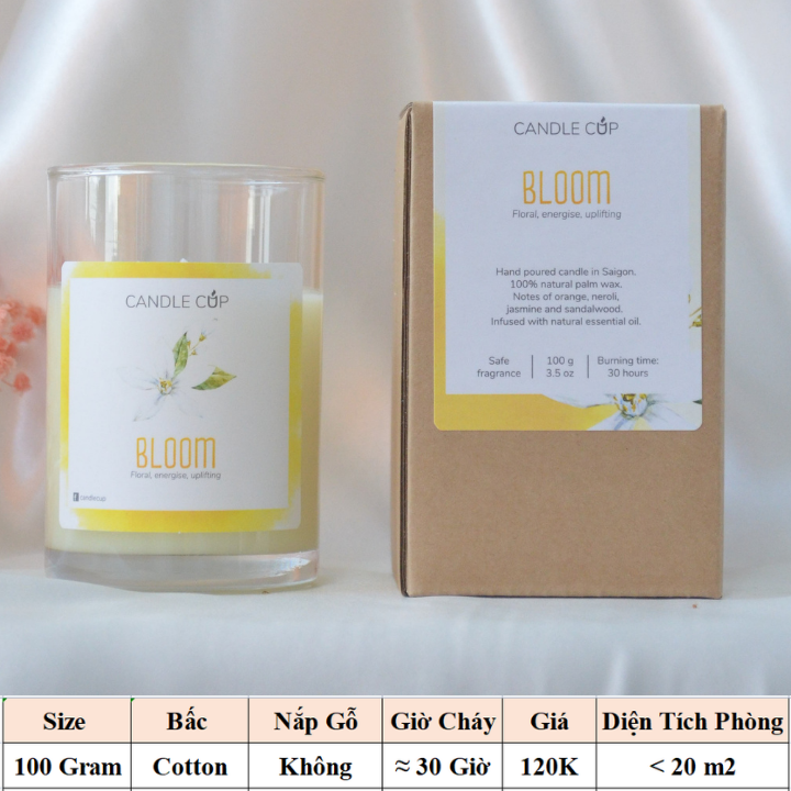Nến Thơm AGAYA Candle Cup hương cam, hoa cam, hoa lài và trầm hương - Mùi BLOOM