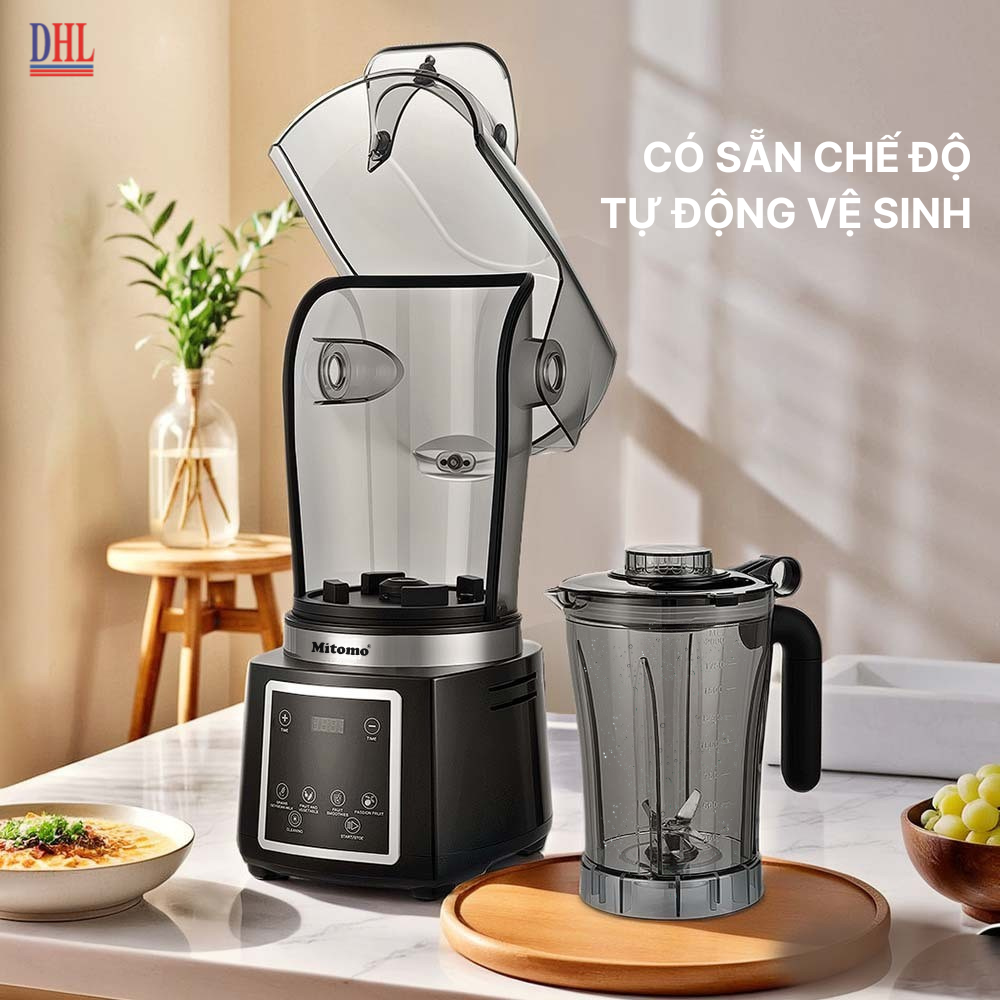 Máy xay sinh tố chuyên dụng cho quán kinh doanh, pha chế Mitomo KJ2200 chóng ồn hàng chính hãng