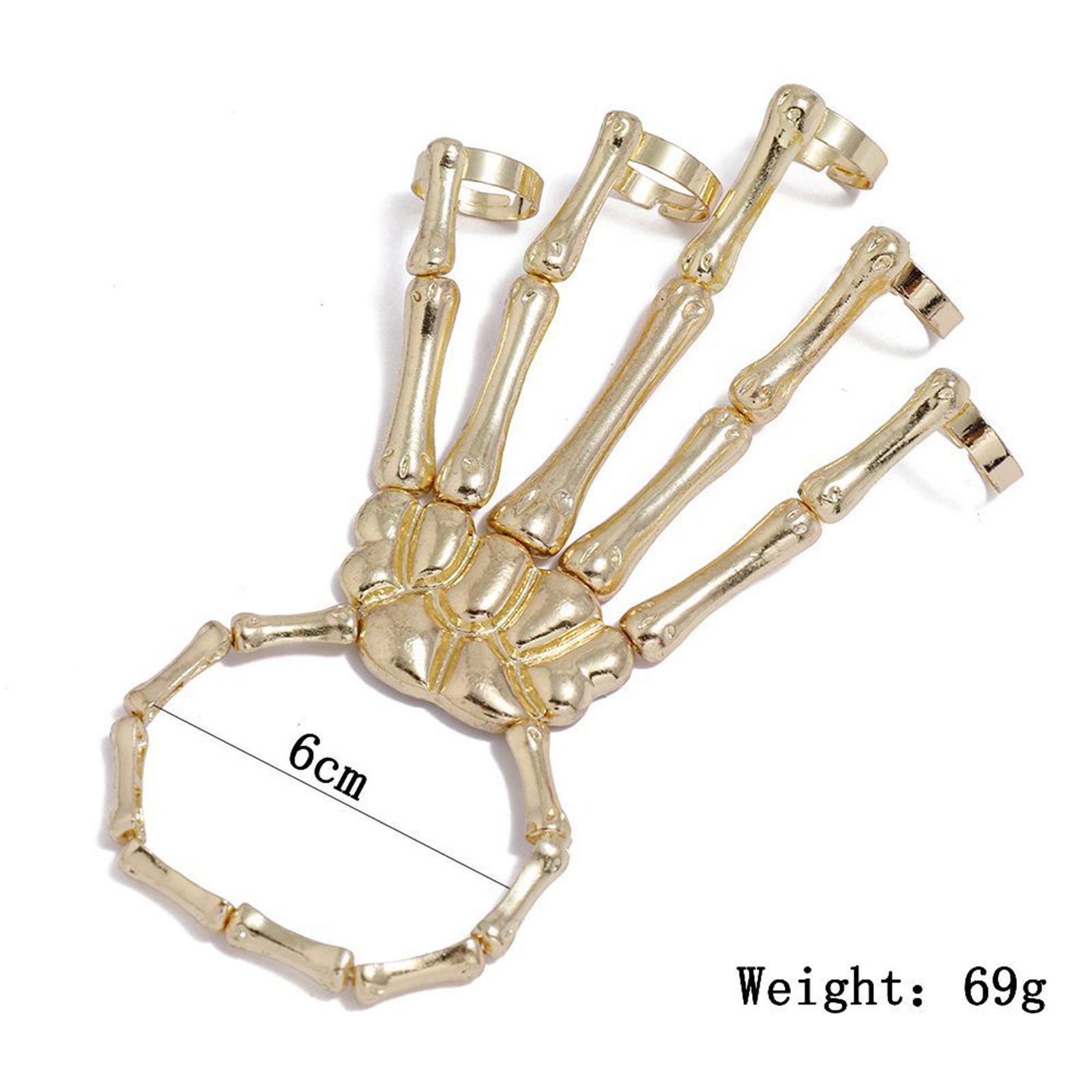 Skeleton Hand Bracelet with Rings Elasticity Wristband for Party
