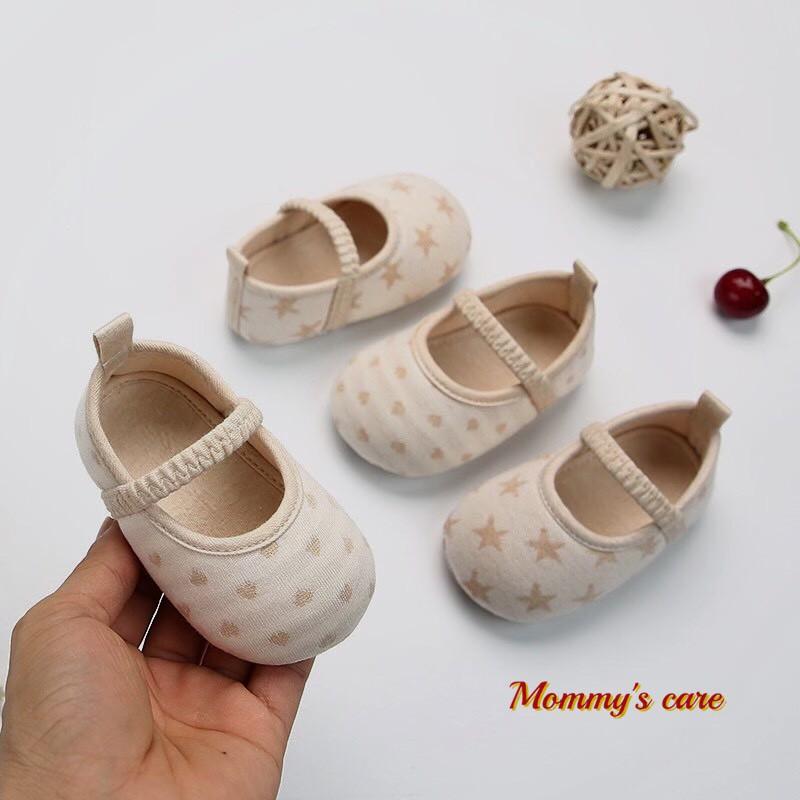 Giày tập đi chống trượt cho bé sơ sinh 100% organic cotton hữu cơ tự nhiên không tẩy nhuộm hóa chất an toàn cho bé