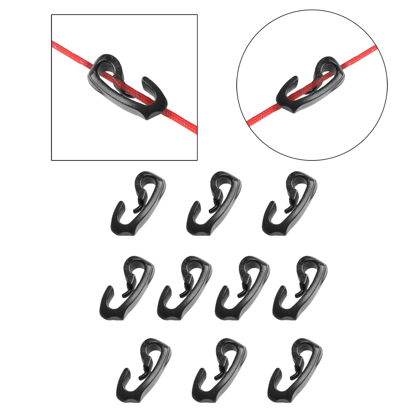 10-Pack Outdoor Camping Tent Hooks, Canopy Windproof Hook, Plastic Shock Cord Clasp Hook for Camping Canopy Backpacking Awning
