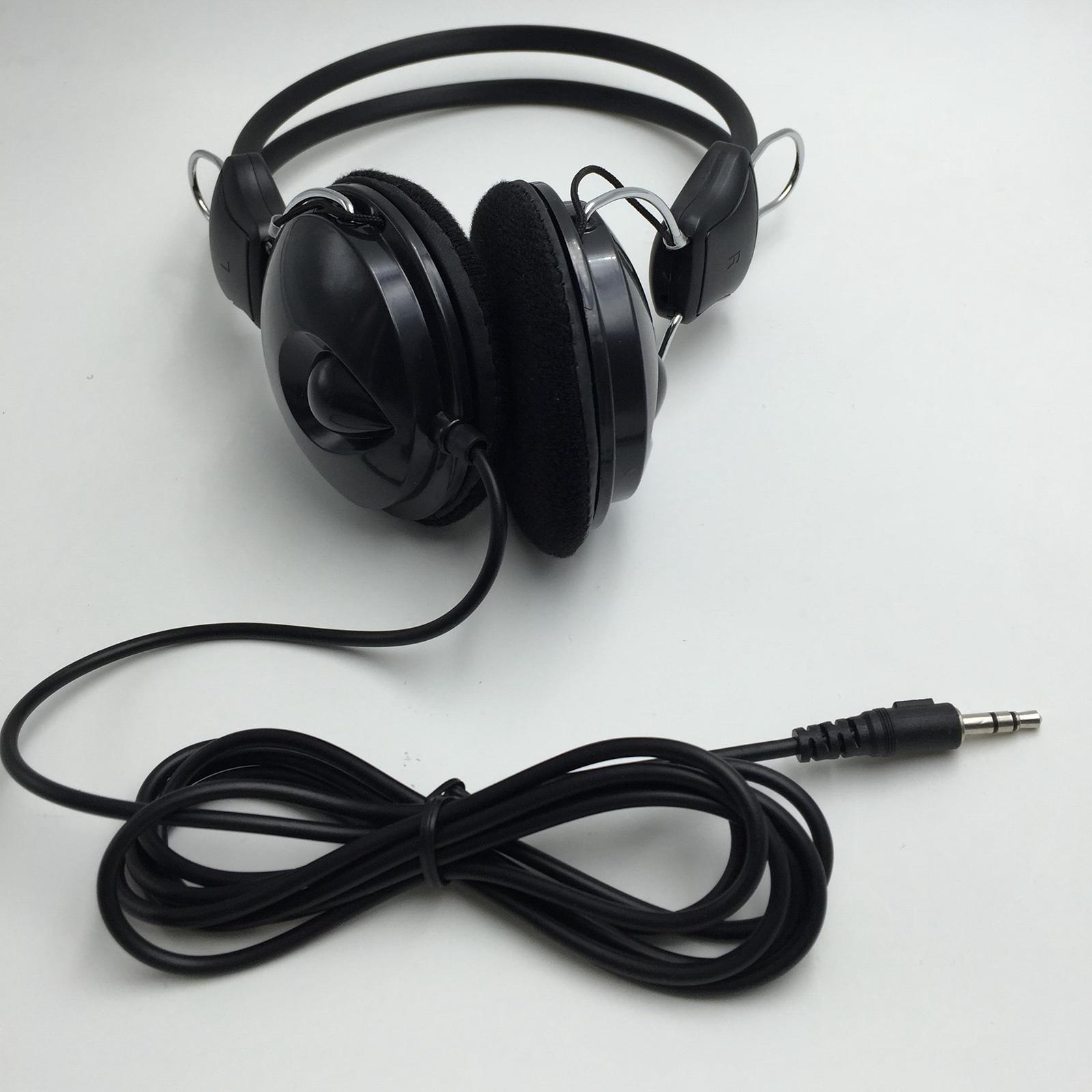 Black Headphones W/ Wire & Ear Cushion, for Metal Detectors Use