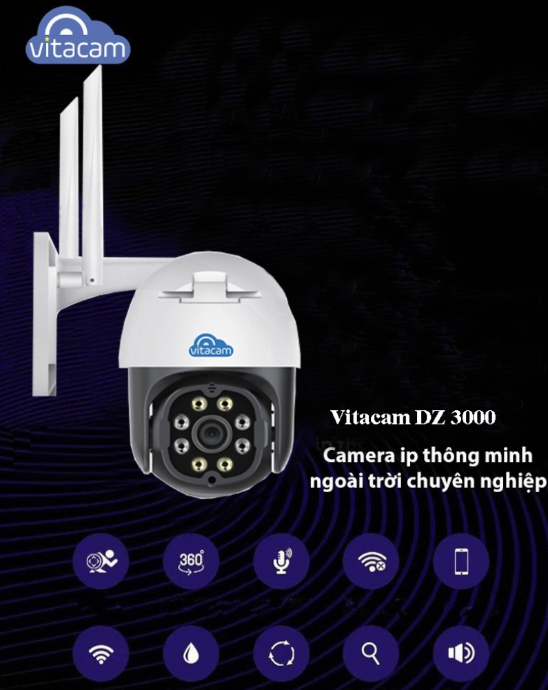 CAMERA NGOÀI TRỜI VITACAM DZ3000 3.0MP- XOAY 355 độ-HÌNH ẢNH ULTRA HD