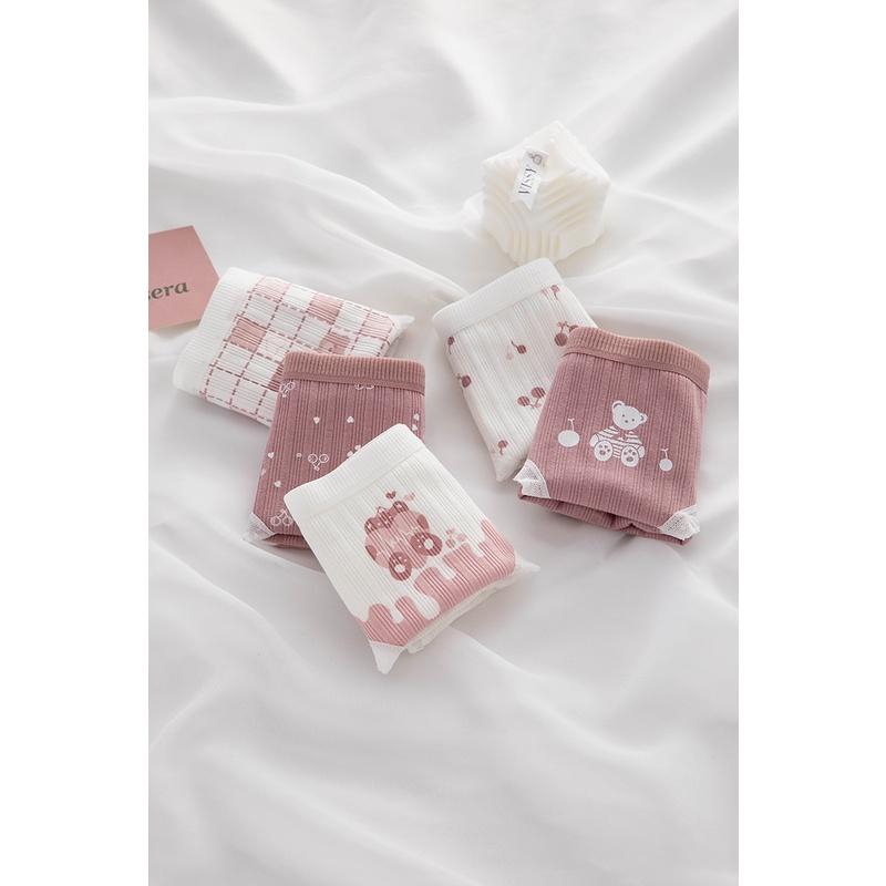 Quần Lót Nữ Cotton Hình Tim-Cherry Ngang Eo Thời Trang . Hàng Loại Đẹp.