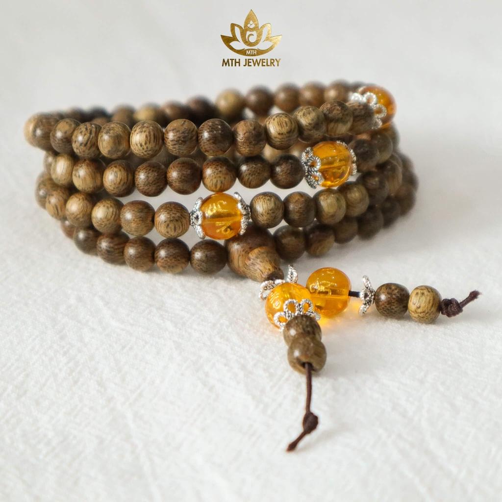 Vòng Tay Trầm Đính Đá Ngũ Sắc Trợ Mệnh Omani - Đá Mã Não - Phong Thủy Theo Mệnh - Trầm Tốc Tự Nhiên 100%