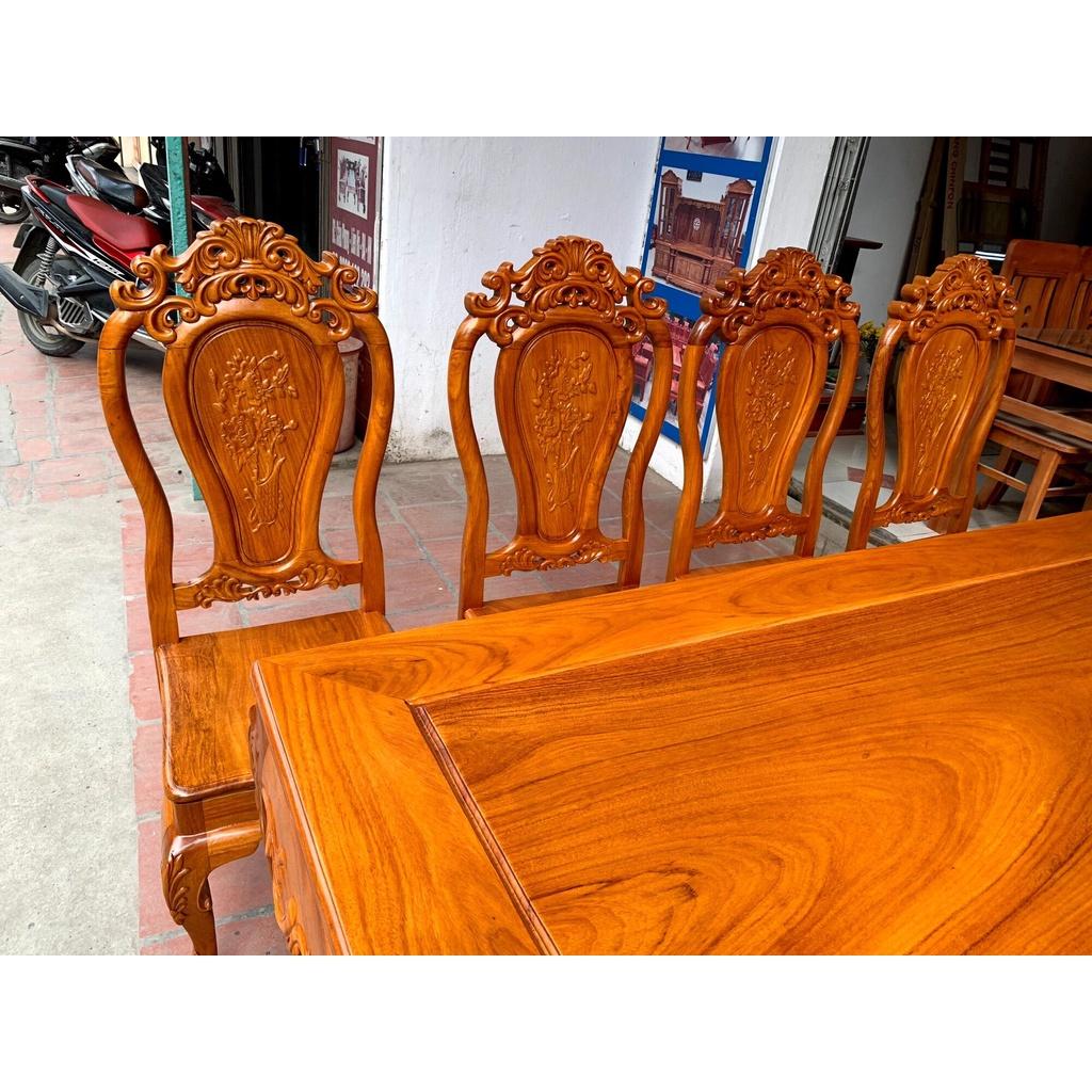 Bàn ăn gỗ gõ mặt tràn 8 ghế