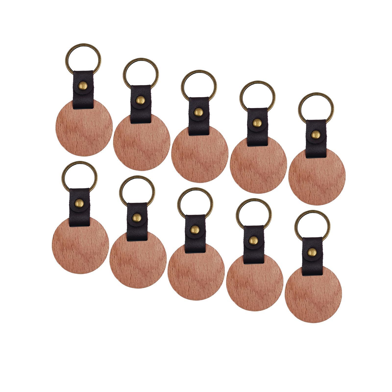 10Pcs Wooden Keychain  Keychain Holder for DIY Crafts Bag Pendant Home