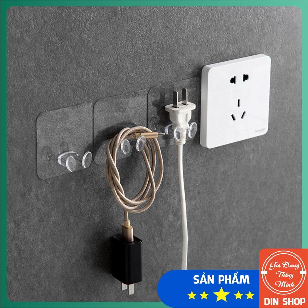 Móc treo phích cắm TIỆN DỤNG Móc treo dây điện dán tường 2 chấu trong suốt siêu dính tiện dụng